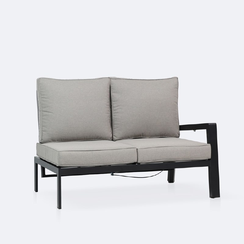 Elloise Right Hand Facing Reclining Loveseat- Black Frame, Grey Clay Cushions