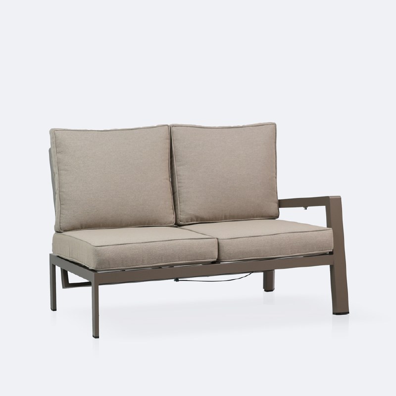 Elloise Right Hand Facing Reclining Loveseat - Taupe Frame, Sand Cushions