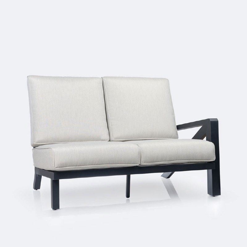 Eros Right Hand Facing Loveseat, Black Frame, Sand Cushions