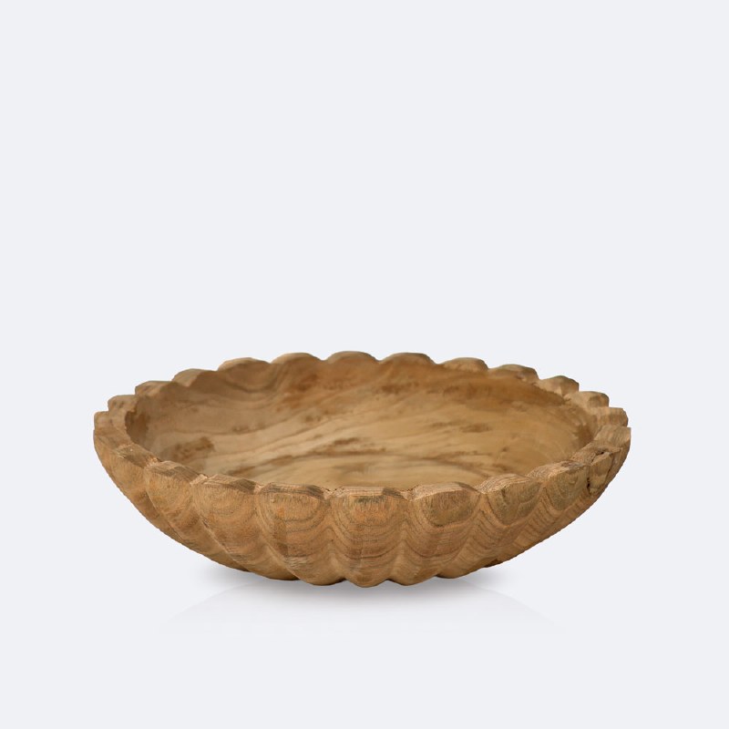 Fluted Wooden Bowl - Natural