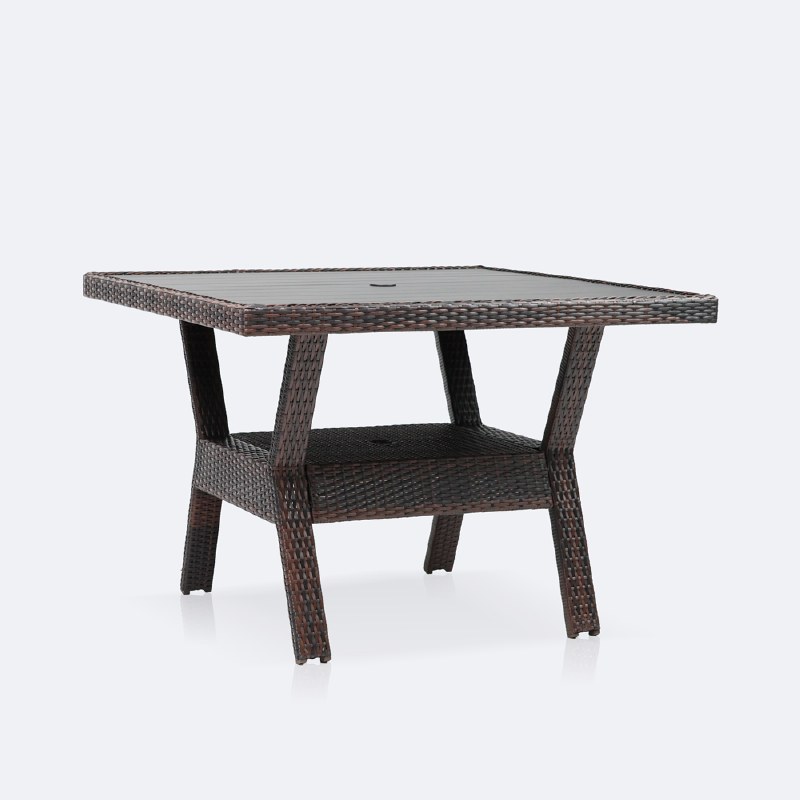 Willow 42" Square Dining Table - Black Top/Brown Mixed Wicker