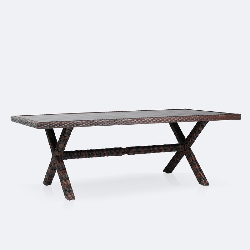 Willow 43" x 84" Dining Table - Black Top/Brown Mixed Wicker