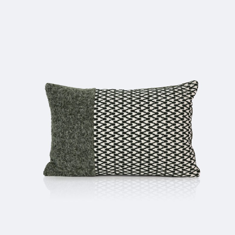 12&quot;x18&quot; Throw Pillow - Olive Velvet Patchwork
