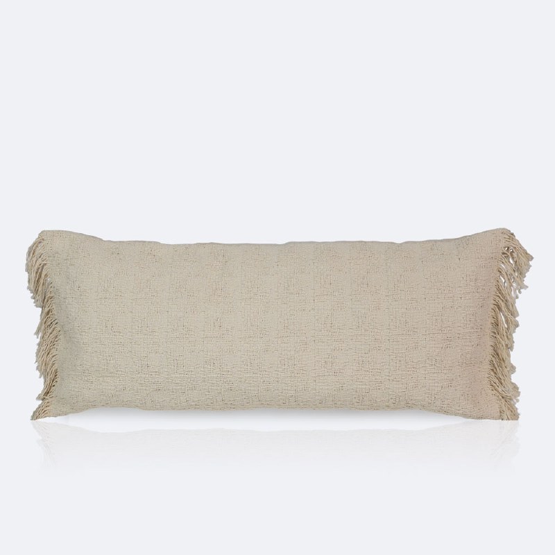 12"x28" Throw Pillow - Beige with Fringe