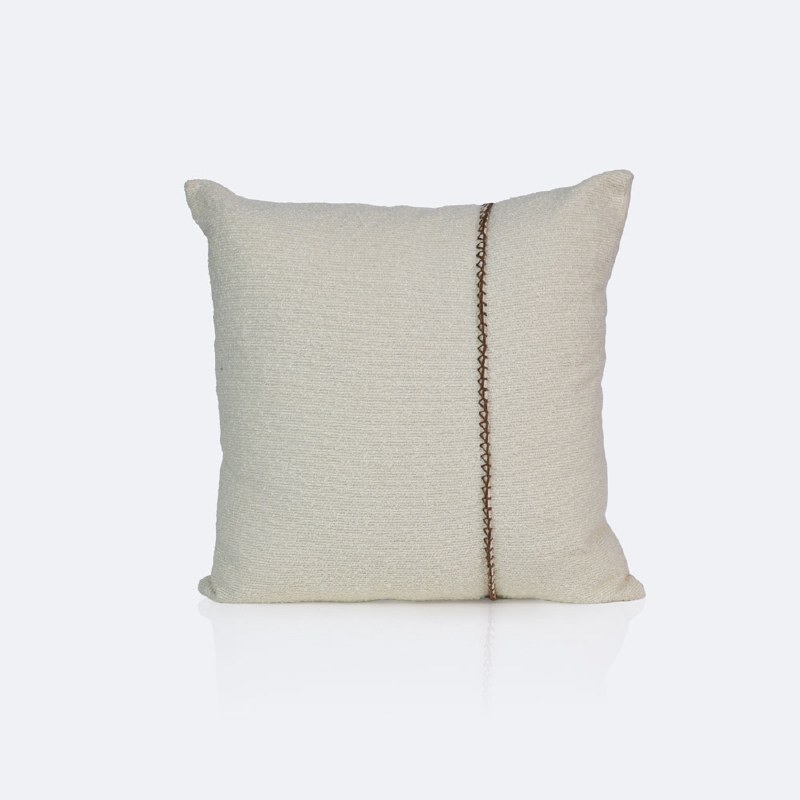 18"x18" Throw Pillow - Ivory Boucle with Stitching