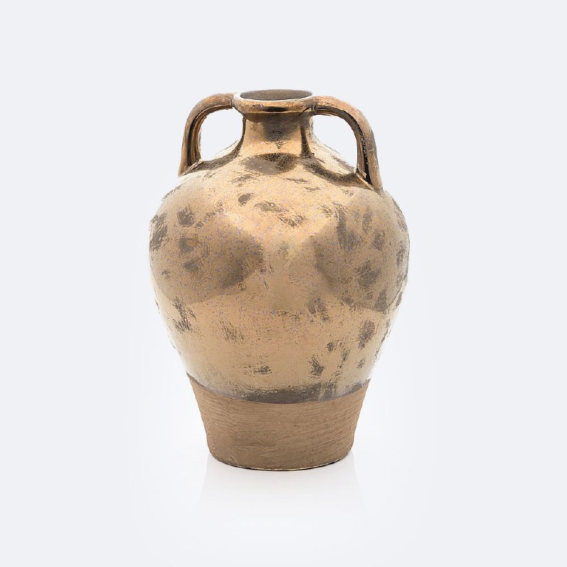Ceramic Gold Vase with Handles