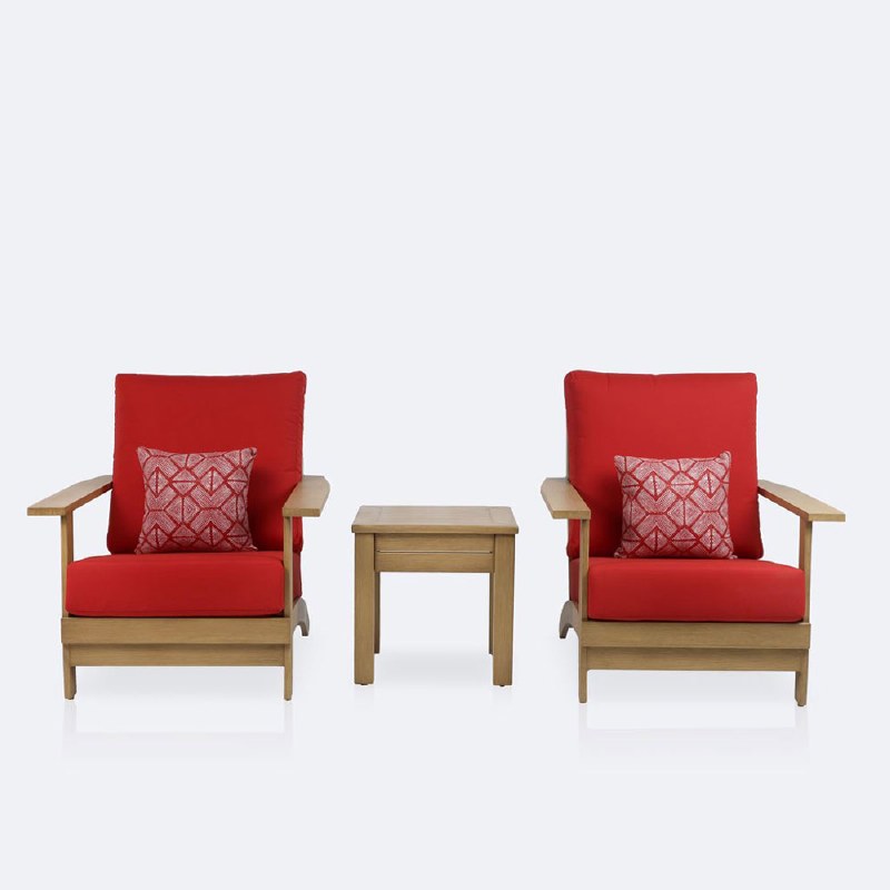 Lakeside Adirondack Chair Set - Sunbrella Red