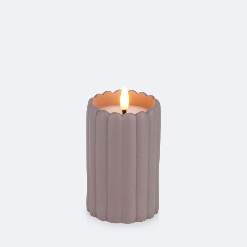 LED Fluted Ceramic Candle 11cm