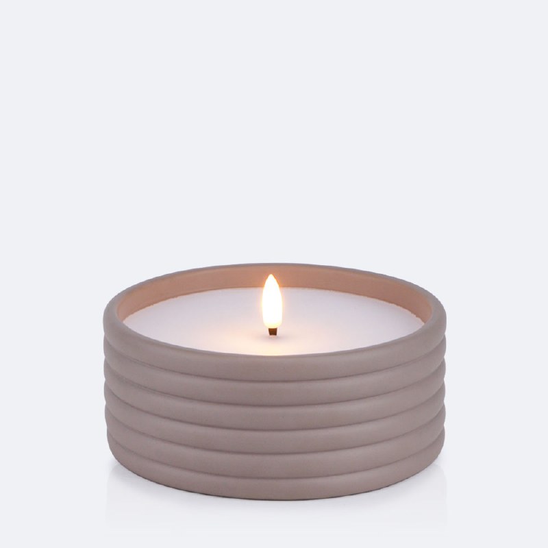 LED Fluted Ceramic Candle 8cm
