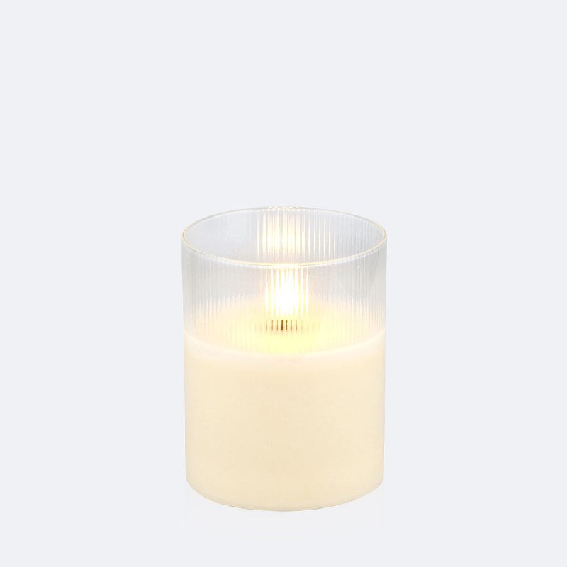 LED Fluted Glass Candle - S