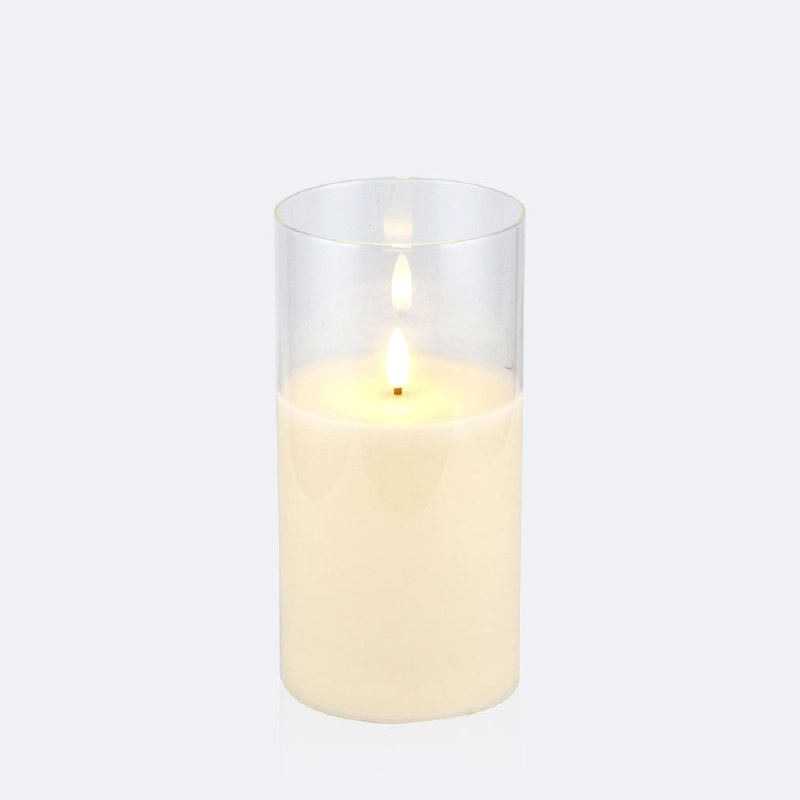 LED Candle with Glass - Medium