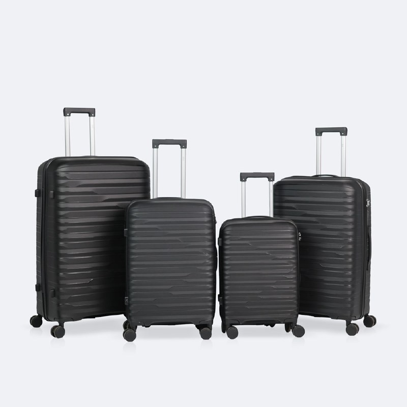 4-Piece Luggage Set, Hardside Spinner Wheel Travel Suitcase - Black