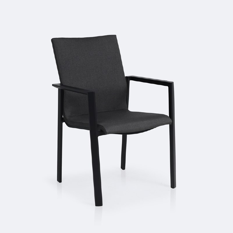 Manhattan Sling Padded Chair - Black Frame / Sunbrella Logan Graphite Sling