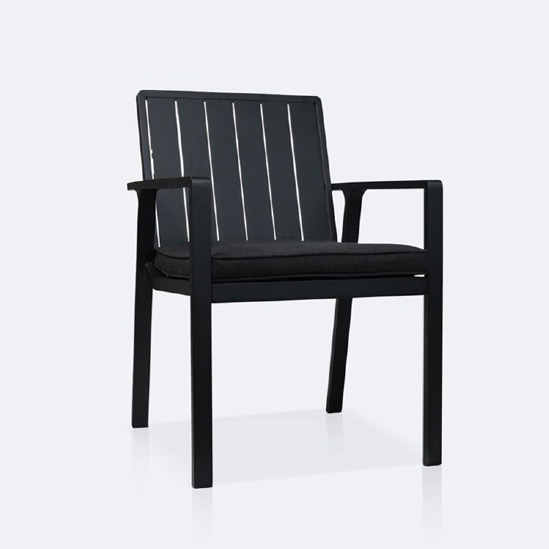 Renfrew Dining Armchair - Black Frame - Carbon Black Cushion