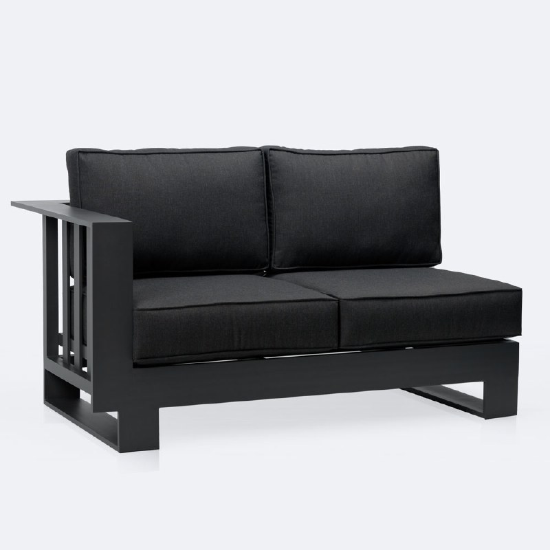Renfrew Left Hand Facing Loveseat -  Black Frame - Carbon Black Cushion