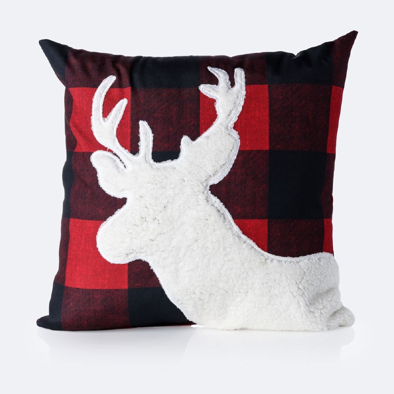 18"x18" Throw Pillow-Deer Buffulo Check