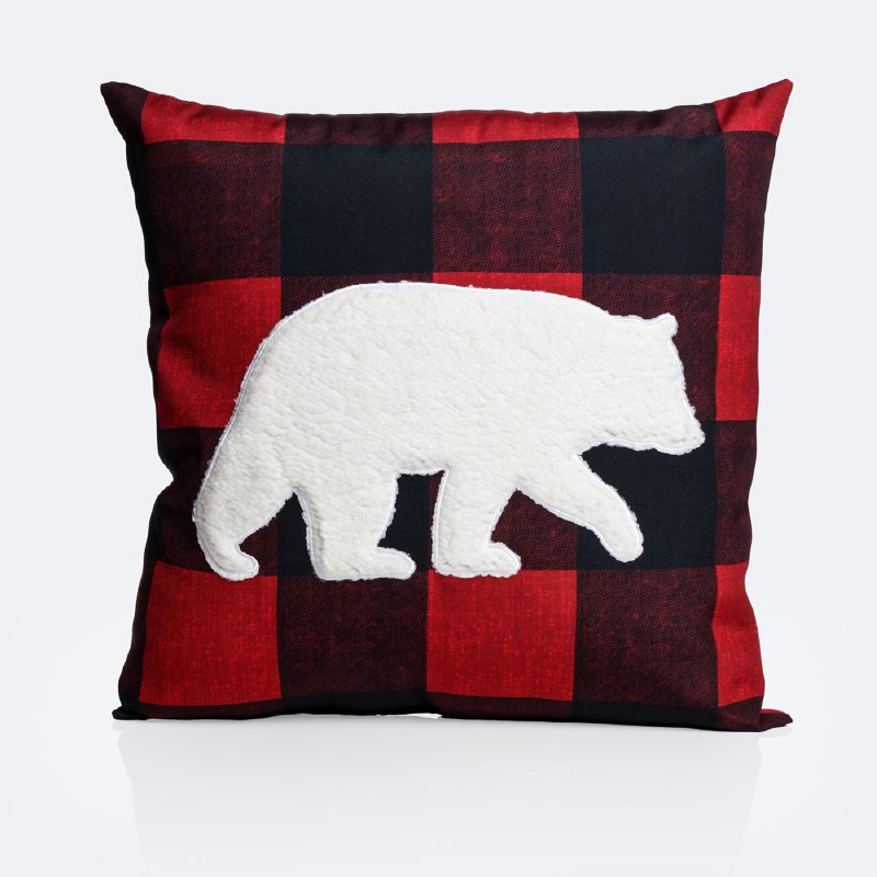 18&quot;x18&quot; Throw Pillow-Bear Buffulo Check