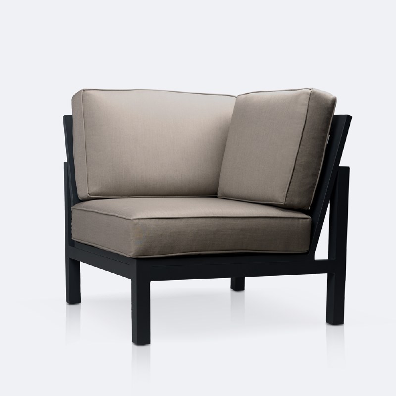 Shoreline Corner Chair - Black Frame, Cast Shale Cushions