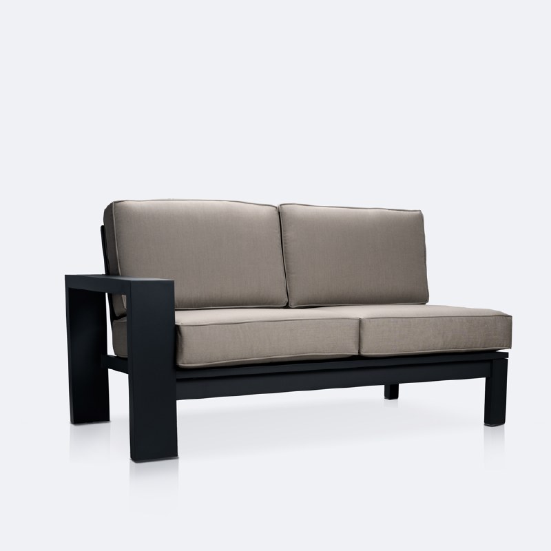 Shoreline Left Hand Facing Loveseat - Black Frame, Cast Shale Cushions