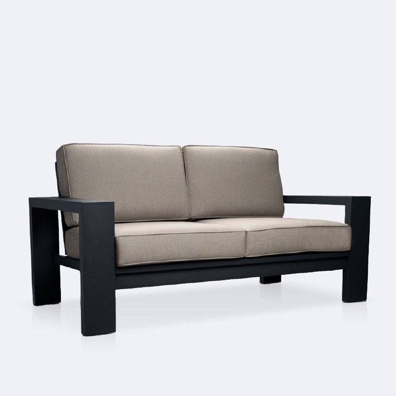 Shoreline Loveseat - Black Frame, Cast Shale Cushions