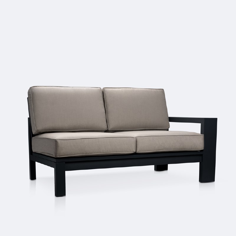 Shoreline Right Hand Facing Loveseat - Black Frame, Cast Shale Cushions
