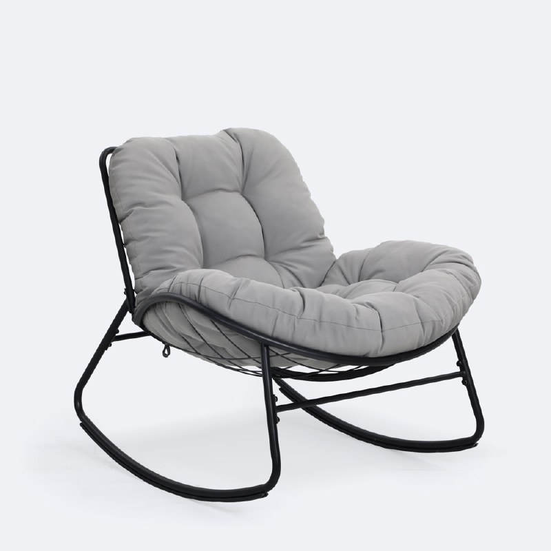 Simmons Rocking Chair - Black Frame - Greige Cushion 