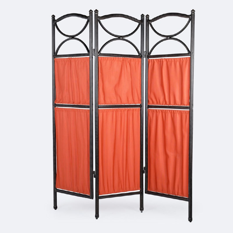 Folding 3 Panel Privacy Screen - Black Tippet and Terracotta