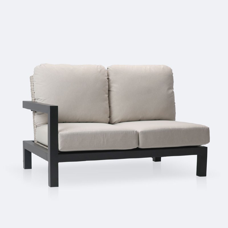 Troy Left Hand Facing Loveseat- Black Frame - Beige Cushions