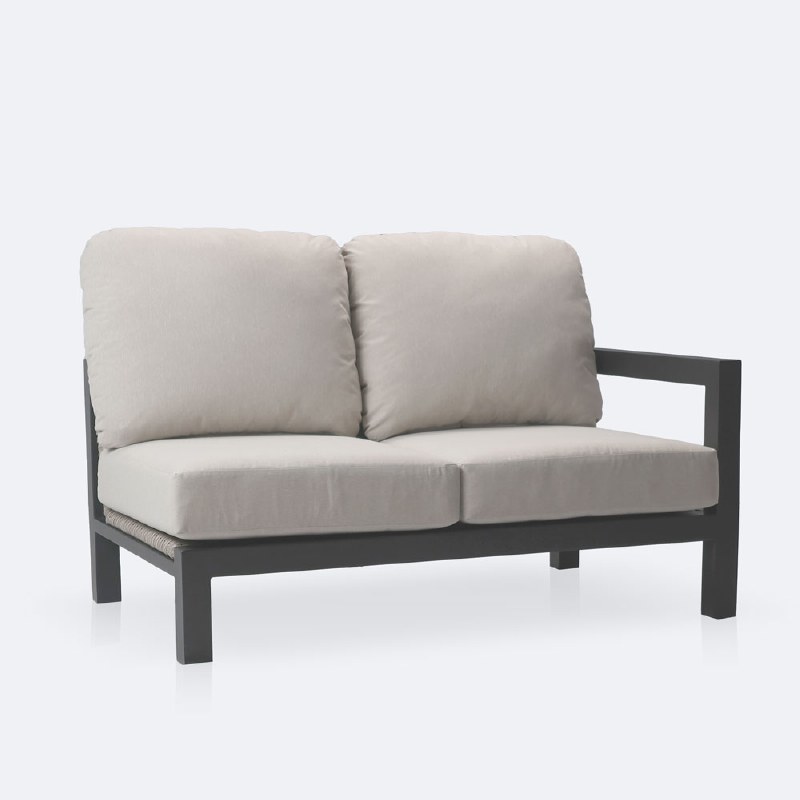 Troy Right Hand Facing Loveseat- Black Frame - Beige Cushions
