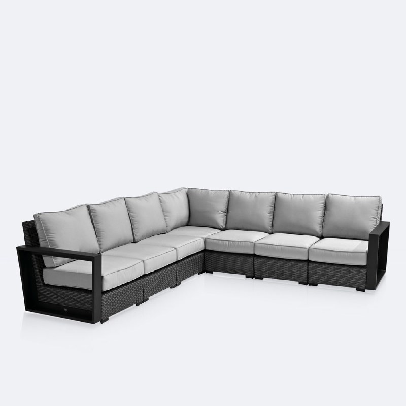 Bala Sectional Set - Grey Mixed Wicker/ Dove cushions