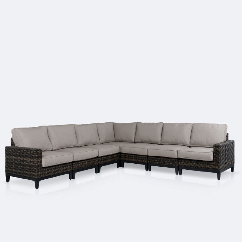Carter Sectional Set -  Brown Mixed Wicker/ Taupe cushion