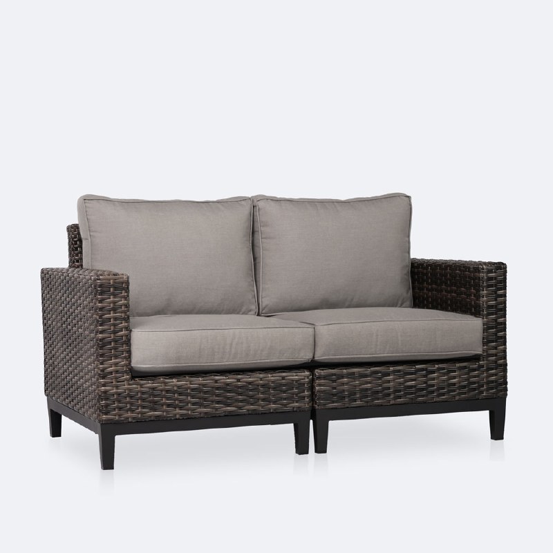 Carter Loveseat -  Brown Wicker- Taupe Cushions