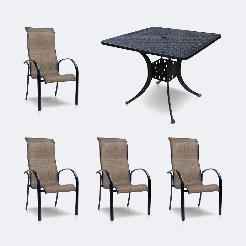 Carlo with Weave Dining Set - 4 Seats - Black Tippet