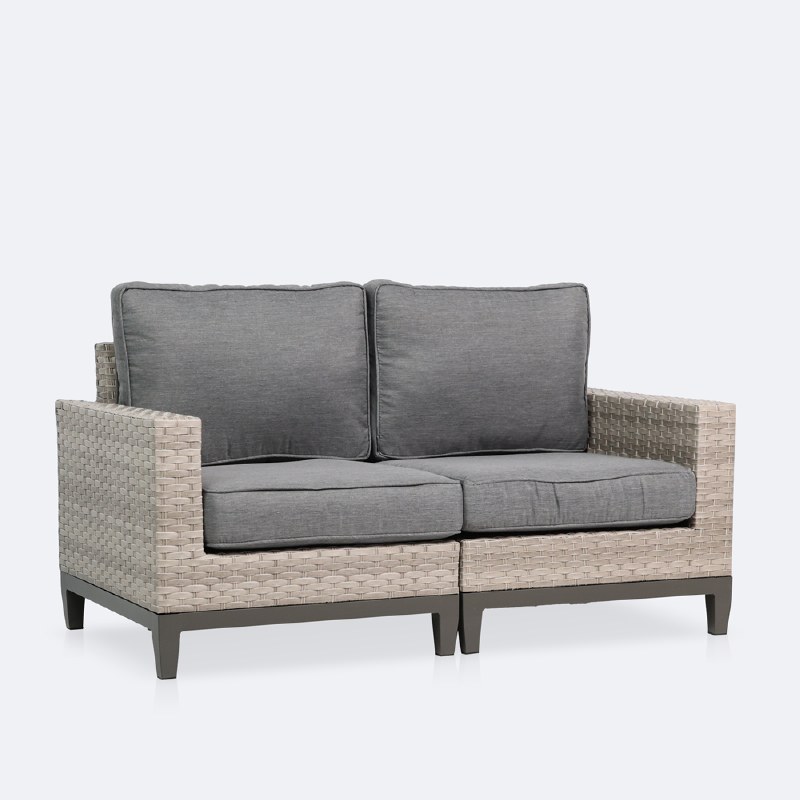 Catalina Loveseat- Taupe/Grey Wicker-Grey Cushions