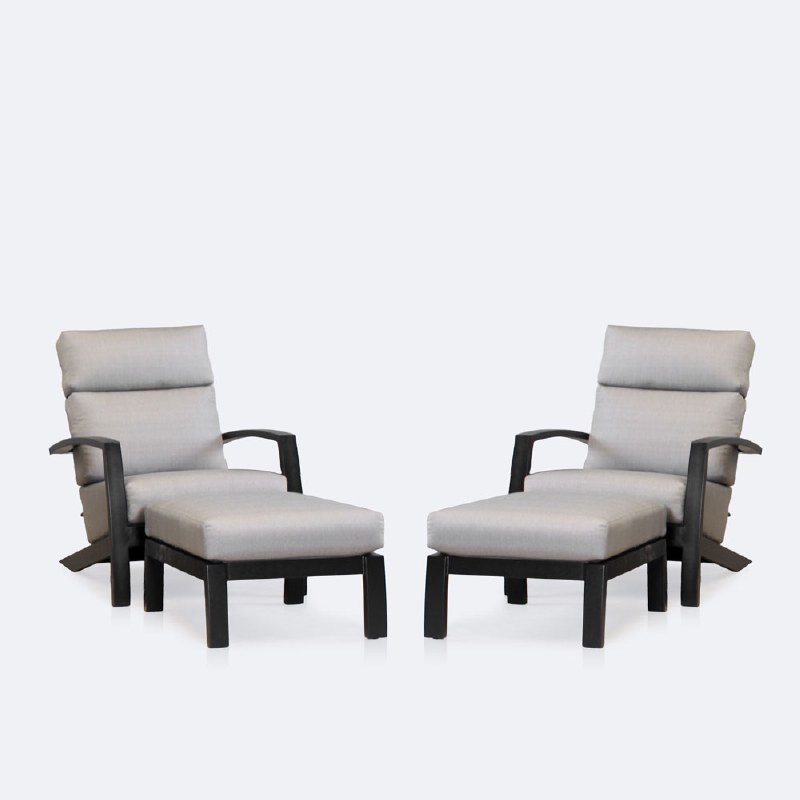 Cole Club Chair Relax Set - Black Frame - Light Grey Cushion- Black Frame - Light Grey Cushion