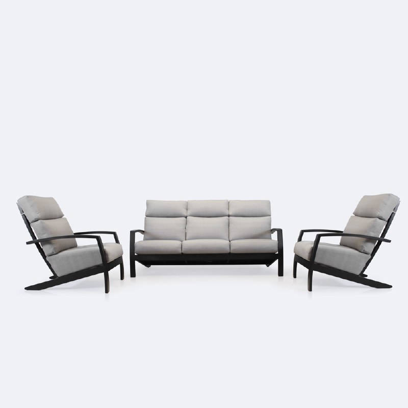 Cole Sofa Conversation Set- Black Frame - Light Grey Cushion