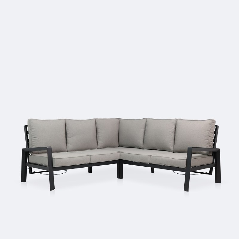 Elloise Reclining Sectional  - Black Frame, Grey Clay Cushions