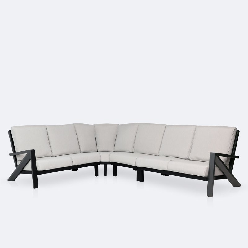 Eros L Shaped Sectional - Black Frame, Sand Cushions