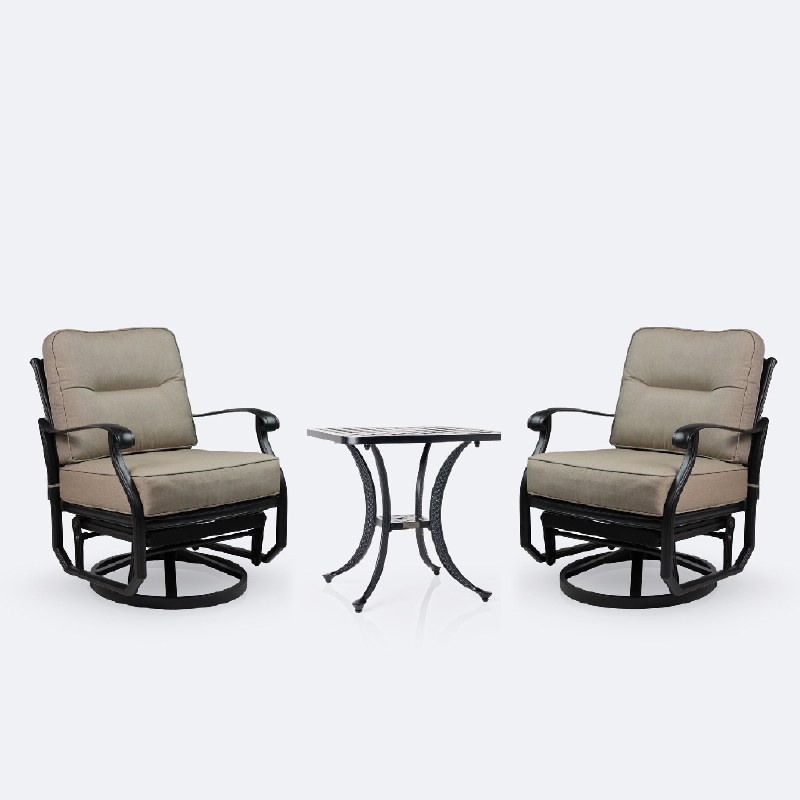 Ivy Swivel Club Chair Set - Black Tippet Frame – Taupe Cushions