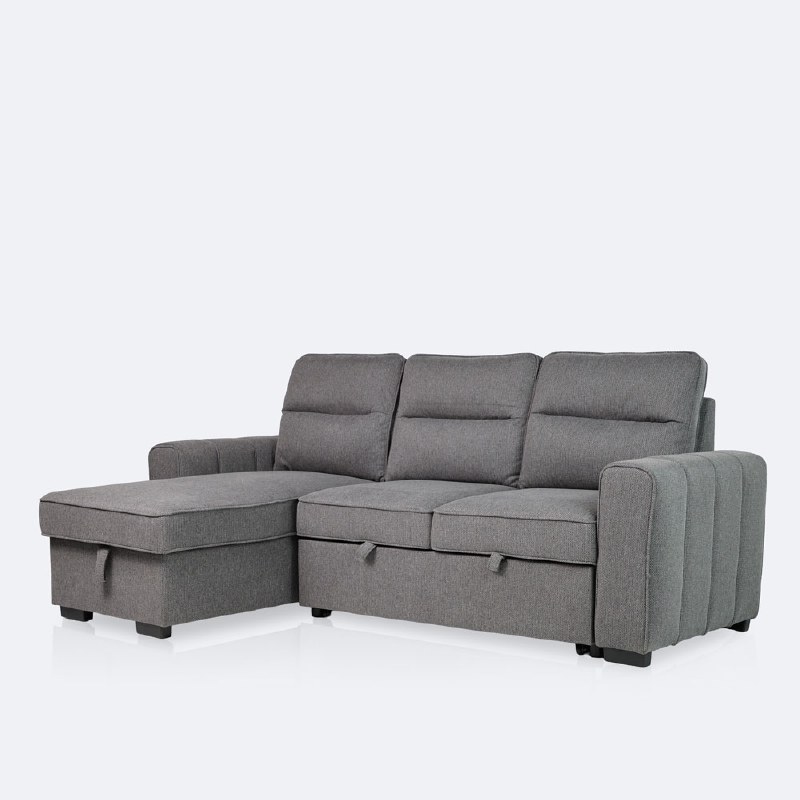 Morris Reversible Sleeper Sectional with Storage Chaise - Grey