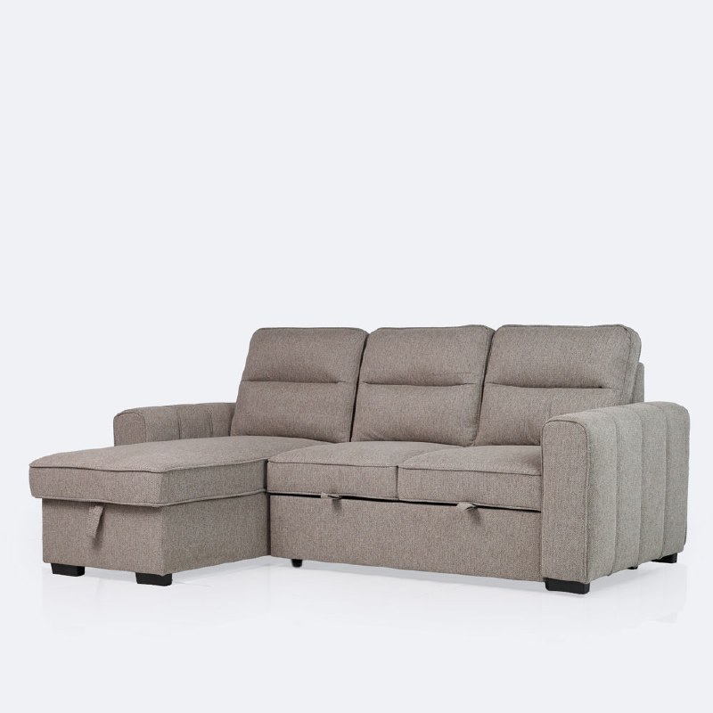 Morris Reversible Sleeper Sectional with Storage Chaise - Taupe