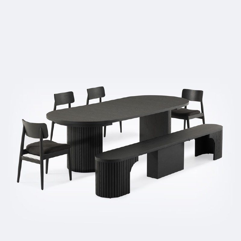Round Transformer Table Set  - Smoked Hickory