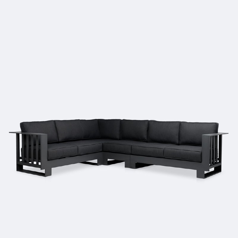 Renfrew Sectional Set - Black Frame - Carbon Black Cushion