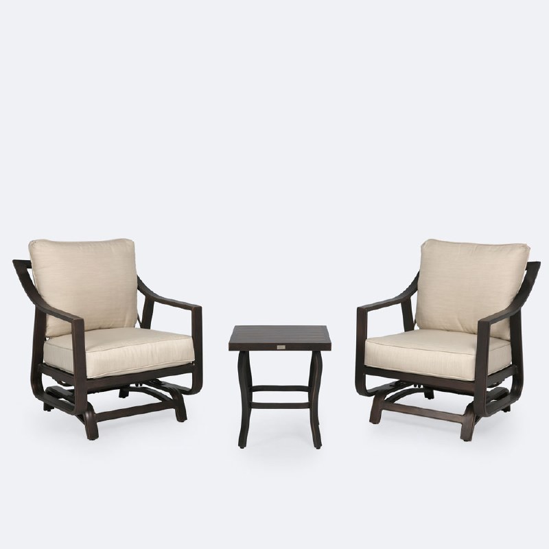 Riviera Conversation Set - Seats 2 - Brushed Bronze/Cream Cushion