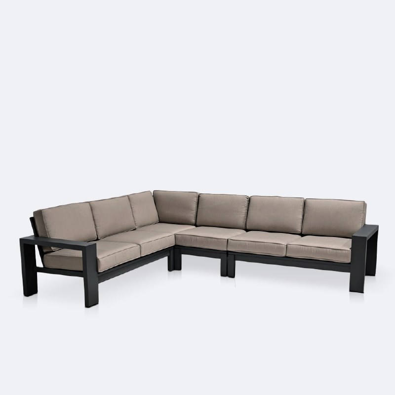 Shoreline L-Shape Sectional - Black Frame, Cast Shale Cushions