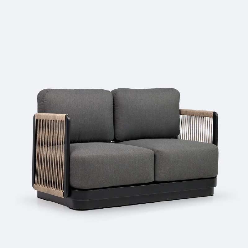 Tova Loveseat - Black Frame, Ash Gray Cushions