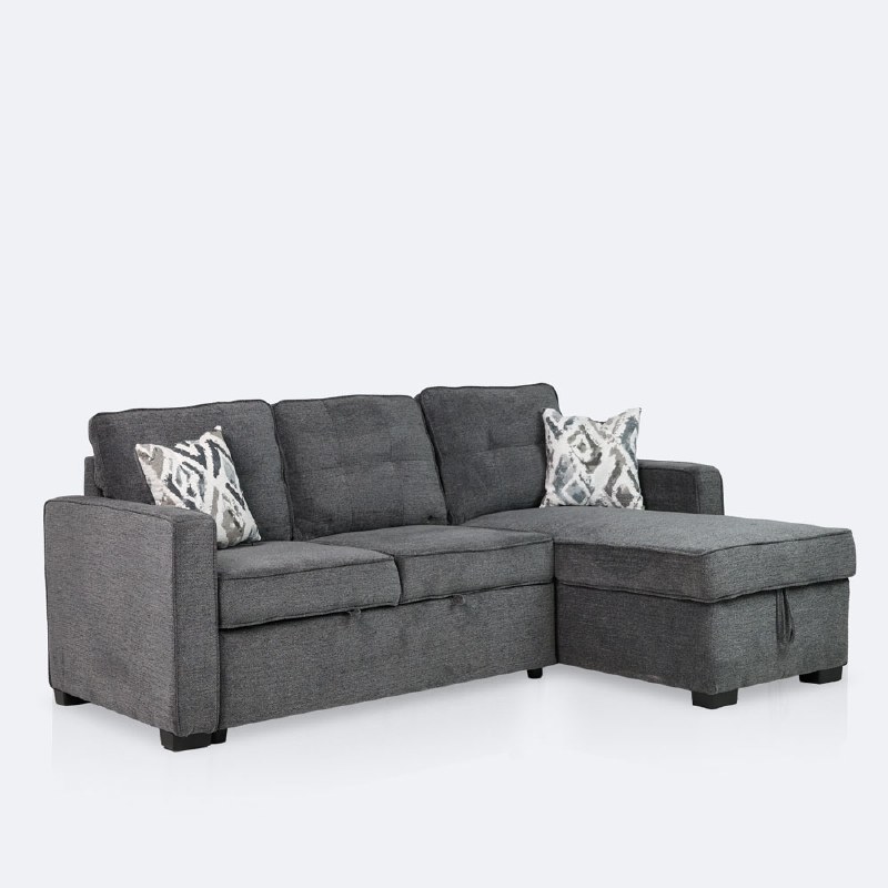 Willow Reversible Sleeper Sectional with Storage Chaise - Grey