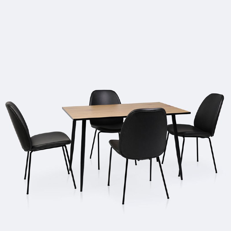 Wilma & Carmen Dining Set -4 Seats - Black& Oak