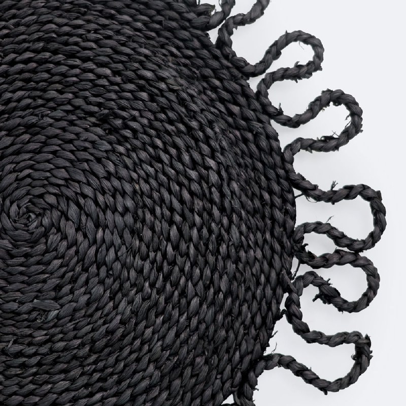 Anya Woven Round Placemat - Black