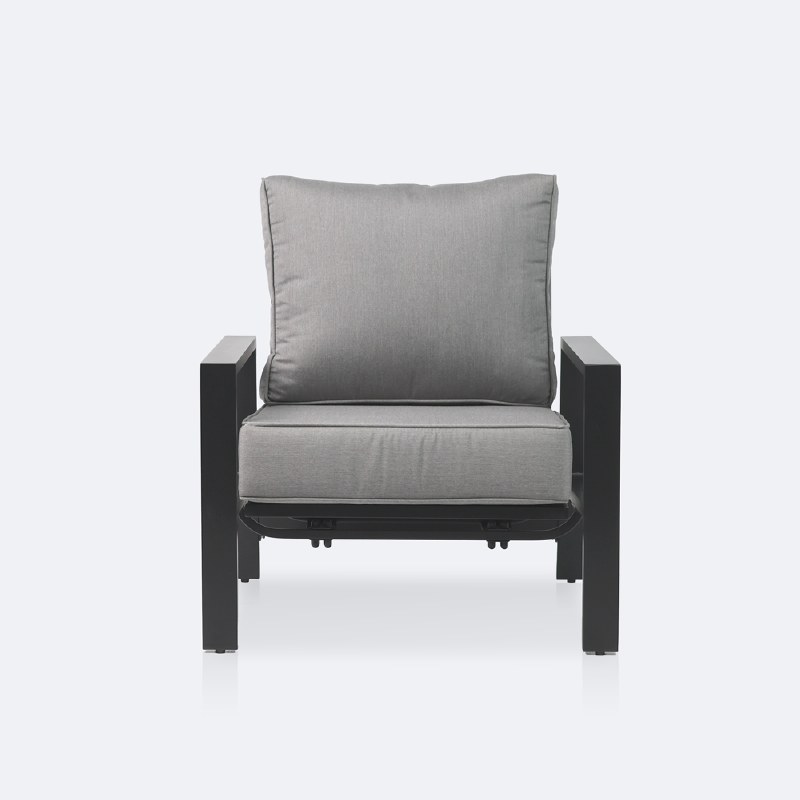 Axis Spring Club Chair - Black Frame -Dark Grey Cushions